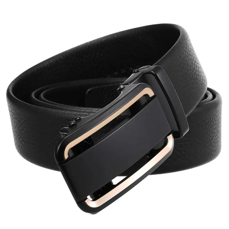 HKM-636755 Men’s Automatic Buckle Leather Belt with Strong Durability and Adjustable Fit