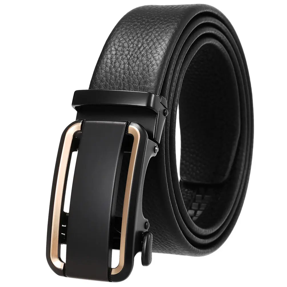 HKM-636755 Men’s Automatic Buckle Leather Belt with Strong Durability and Adjustable Fit