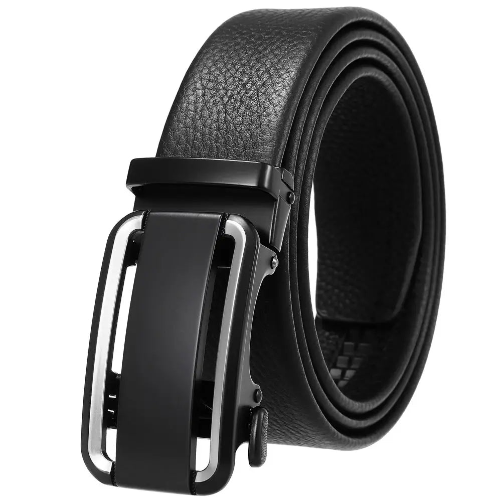 HKM-636755 Men’s Automatic Buckle Leather Belt with Strong Durability and Adjustable Fit
