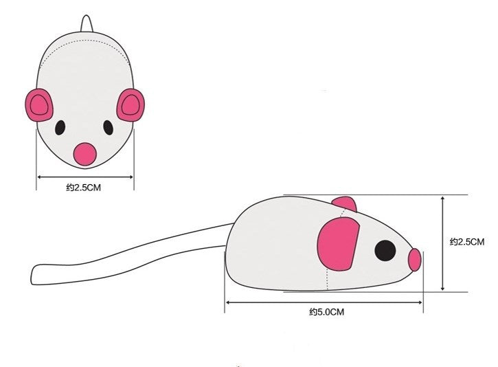 HKM-385619 Natural Rabbit Hair Fake Mouse Cat Toy - 5 Pack