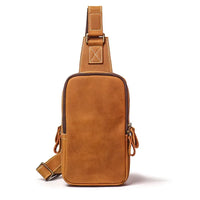 HKM-091219 Men's Casual Leather Chest Bag with Large Capacity in Brown and Coffee