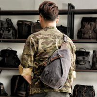 HKM-844883 Waterproof Canvas Messenger Shoulder Bag for Men