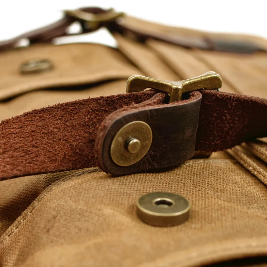 KTX-499091 Waterproof Waxed Canvas Messenger Bag with Leather Accents for Travel and Outdoor Use