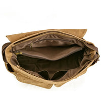 HKM-499091 Waterproof Waxed Canvas Messenger Bag with Leather Accents for Travel and Outdoor Use