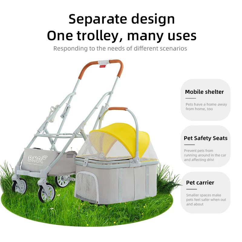 JMT-763914 Detachable Pet Stroller and Bike Trailer for Cats and Dogs – Easy Walk Folding Travel Carrier