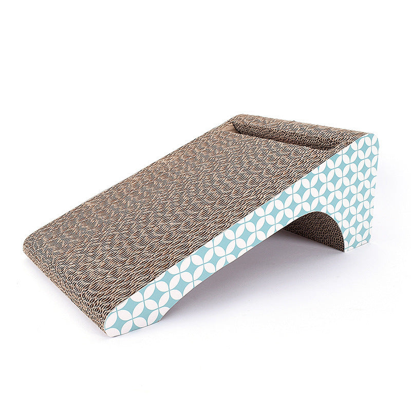 HKM-248595 Corrugated Multi-Function Cat Scratching Board with Resting Pad and Litter Catcher