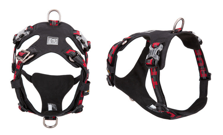 HKM-484435 Traction Waterproof Reflective Pet Dog Chest Strap in Army Green, Black, and Purple - Size XXS to XL