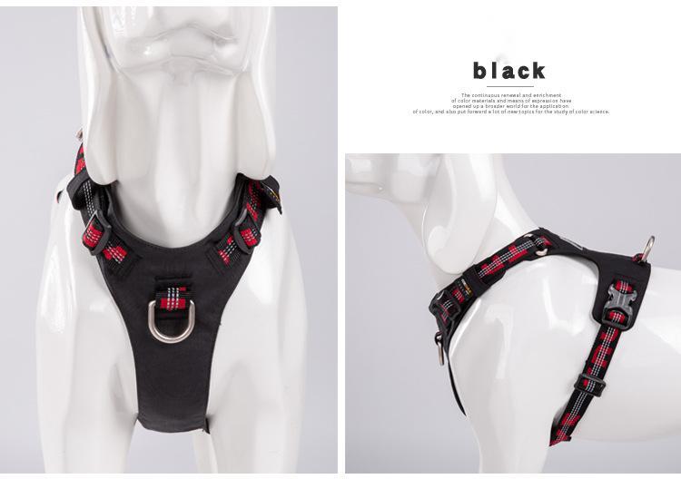 HKM-484435 Traction Waterproof Reflective Pet Dog Chest Strap in Army Green, Black, and Purple - Size XXS to XL