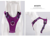 HKM-484435 Traction Waterproof Reflective Pet Dog Chest Strap in Army Green, Black, and Purple - Size XXS to XL