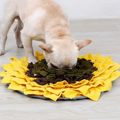 HKM-942995 Sunflower Sniffing Pad for Dogs - Anti-Mite Food Training Blanket, Soft Fleece Puzzle Mat, 48x48cm