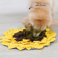 HKM-942995 Sunflower Sniffing Pad for Dogs - Anti-Mite Food Training Blanket, Soft Fleece Puzzle Mat, 48x48cm
