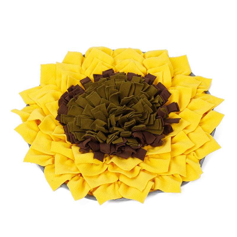 HKM-942995 Sunflower Sniffing Pad for Dogs - Anti-Mite Food Training Blanket, Soft Fleece Puzzle Mat, 48x48cm