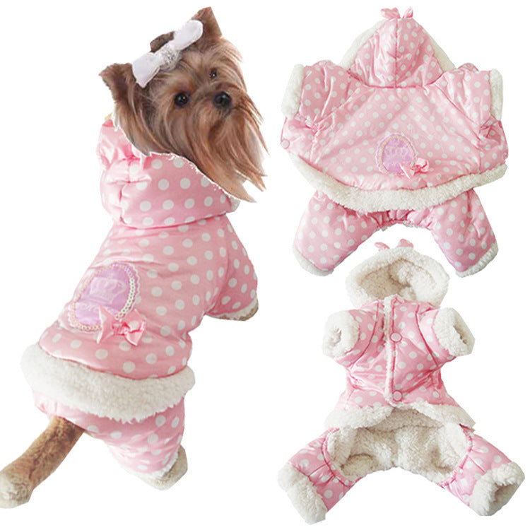 HKM-476883 Cotton Polka Dot Dog Jacket - Windbreaker Style for All Sizes