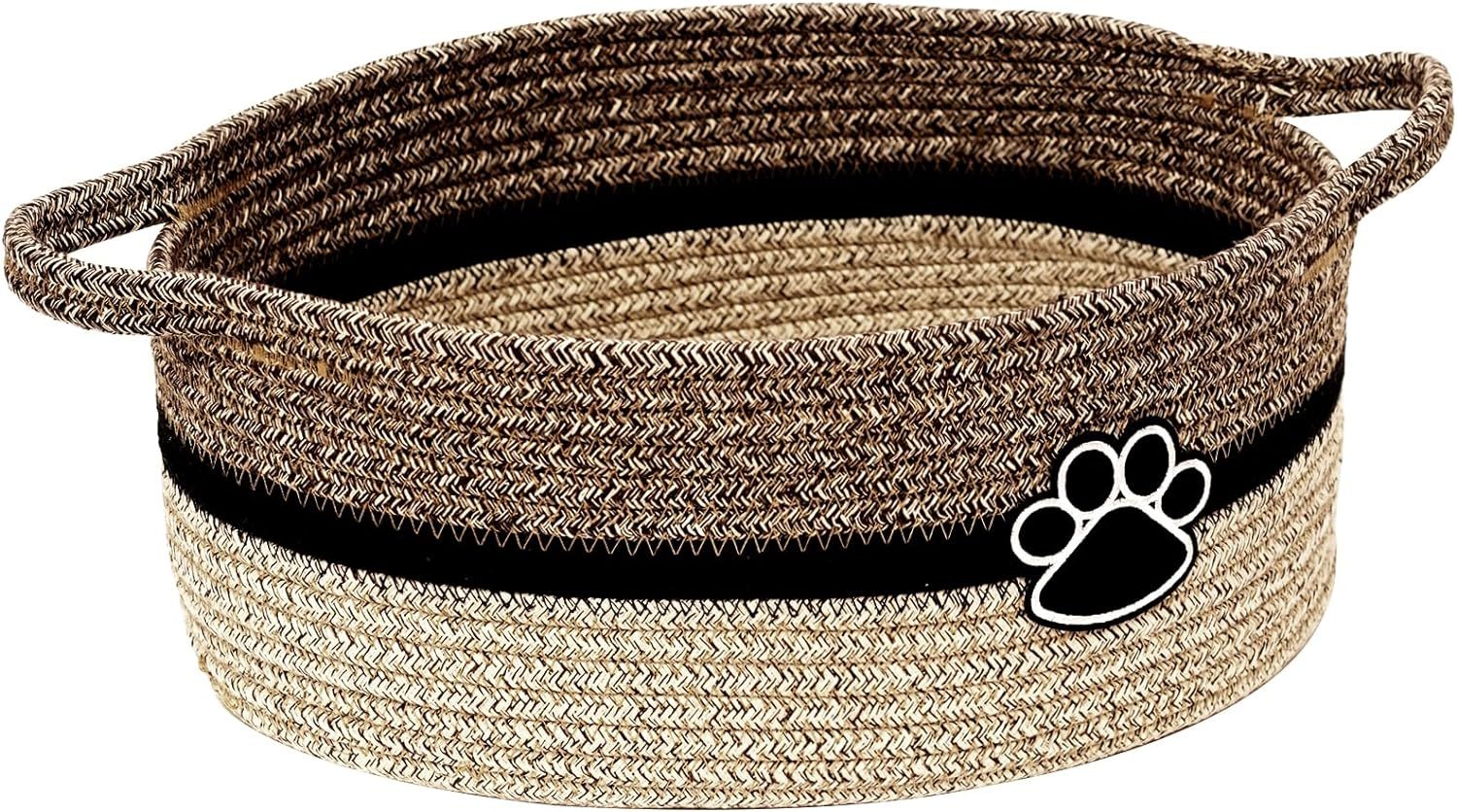 HKM-316627 Handmade Light Beige Woven Storage Basket with Handle for Organizing Toys, Nursery Décor, and Home Essentials
