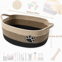 HKM-316627 Handmade Light Beige Woven Storage Basket with Handle for Organizing Toys, Nursery Décor, and Home Essentials