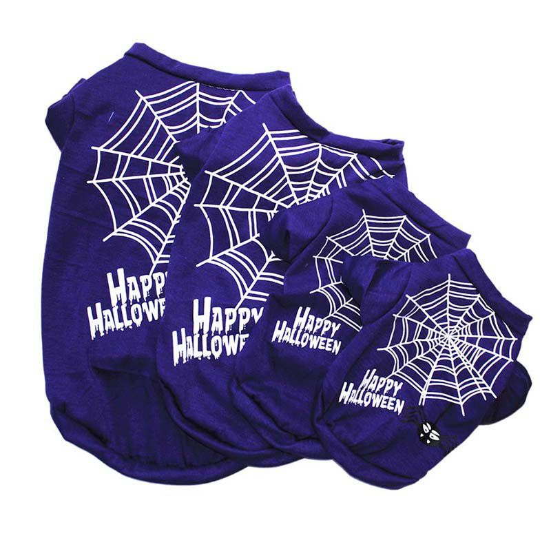 HKM-984211 Casual Cotton Halloween Pumpkin Dog Vest in Black and Purple - Sizes XS to L Available