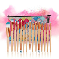 HKM-197779 Champagne Makeup Brush Set - 15 Packs, Rayon Brushes with Plastic Handles