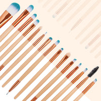 HKM-197779 Champagne Makeup Brush Set - 15 Packs, Rayon Brushes with Plastic Handles