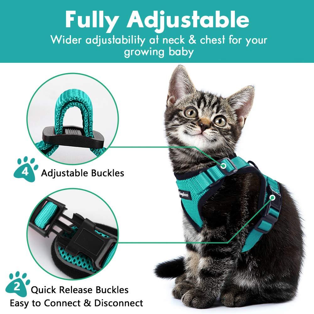 HKM-973651 Adjustable Reflective Soft Mesh Cat Vest Harness with Car Seat Belt Adapter for Kittens and Puppies