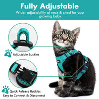 HKM-973651 Adjustable Reflective Soft Mesh Cat Vest Harness with Car Seat Belt Adapter for Kittens and Puppies