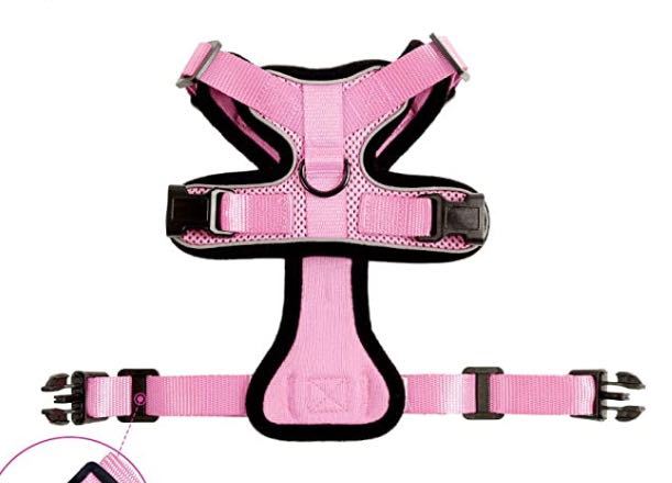 HKM-973651 Adjustable Reflective Soft Mesh Cat Vest Harness with Car Seat Belt Adapter for Kittens and Puppies