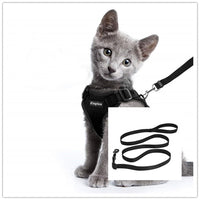 HKM-973651 Adjustable Reflective Soft Mesh Cat Vest Harness with Car Seat Belt Adapter for Kittens and Puppies