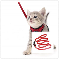 HKM-973651 Adjustable Reflective Soft Mesh Cat Vest Harness with Car Seat Belt Adapter for Kittens and Puppies