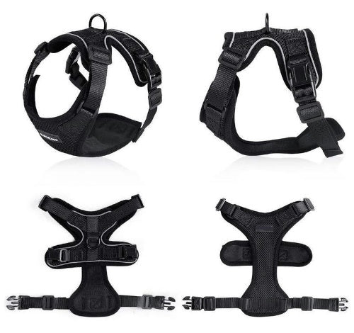 HKM-973651 Adjustable Reflective Soft Mesh Cat Vest Harness with Car Seat Belt Adapter for Kittens and Puppies