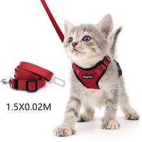 HKM-973651 Adjustable Reflective Soft Mesh Cat Vest Harness with Car Seat Belt Adapter for Kittens and Puppies