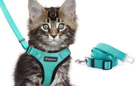 HKM-973651 Adjustable Reflective Soft Mesh Cat Vest Harness with Car Seat Belt Adapter for Kittens and Puppies