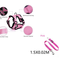 HKM-973651 Adjustable Reflective Soft Mesh Cat Vest Harness with Car Seat Belt Adapter for Kittens and Puppies
