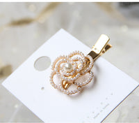 HKM-459283 Elegant Pearl Flower Hairpin for Women - Korean Style Alloy Side Clip Accessory