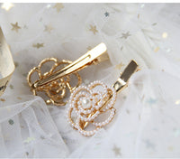 HKM-459283 Elegant Pearl Flower Hairpin for Women - Korean Style Alloy Side Clip Accessory