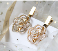 HKM-459283 Elegant Pearl Flower Hairpin for Women - Korean Style Alloy Side Clip Accessory