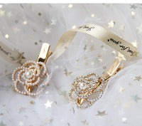 HKM-459283 Elegant Pearl Flower Hairpin for Women - Korean Style Alloy Side Clip Accessory