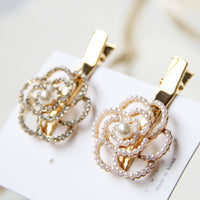 HKM-459283 Elegant Pearl Flower Hairpin for Women - Korean Style Alloy Side Clip Accessory