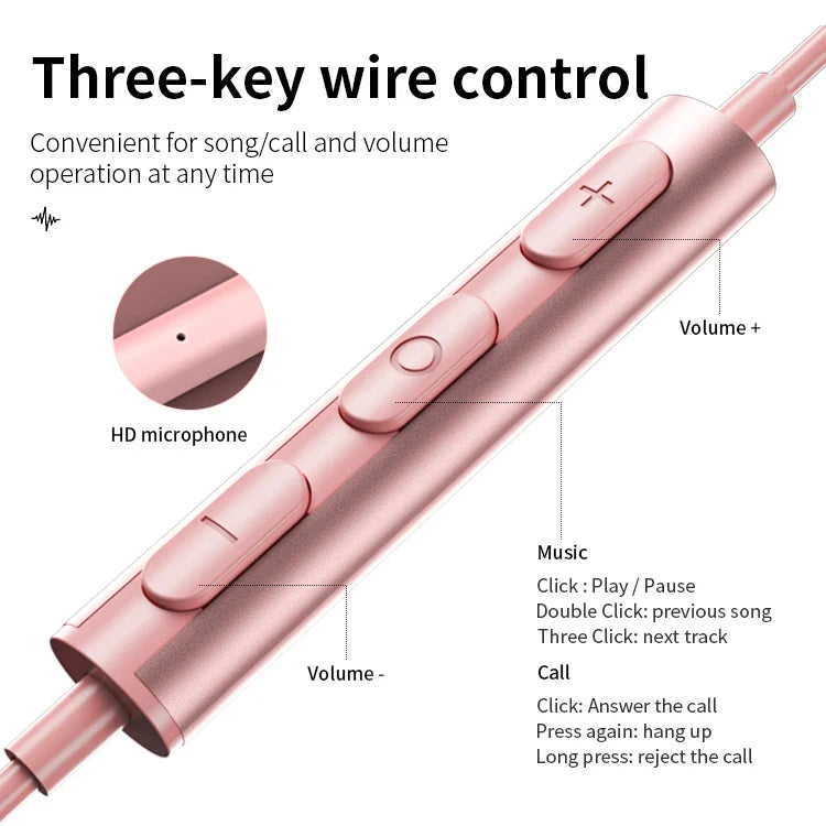 KTX-387411 Wired In-Ear Sports Earbuds with Microphone and Bass for Gaming and Music