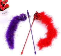 HKM-101587 Interactive Feather Teaser Wand with Crinkle Ball for Indoor Cat Play and Exercise