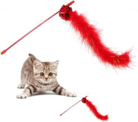 HKM-101587 Interactive Feather Teaser Wand with Crinkle Ball for Indoor Cat Play and Exercise