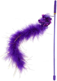 HKM-101587 Interactive Feather Teaser Wand with Crinkle Ball for Indoor Cat Play and Exercise