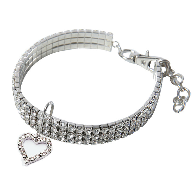 HKM-644499 Heart-Shaped Metal Pet Necklace for All Seasons - Adjustable Sizes Available