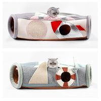 HKM-067987 Folding UFO Cat Scratcher and Semi-Enclosed Litter Tunnel for Pets