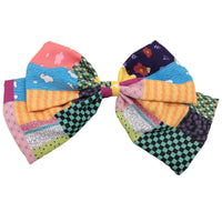 HKM-998227 Chiffon Cartoon Character Bow Hairpin in Plaid Pattern - Unisex Hair Accessory
