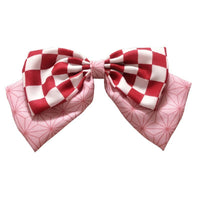 HKM-998227 Chiffon Cartoon Character Bow Hairpin in Plaid Pattern - Unisex Hair Accessory
