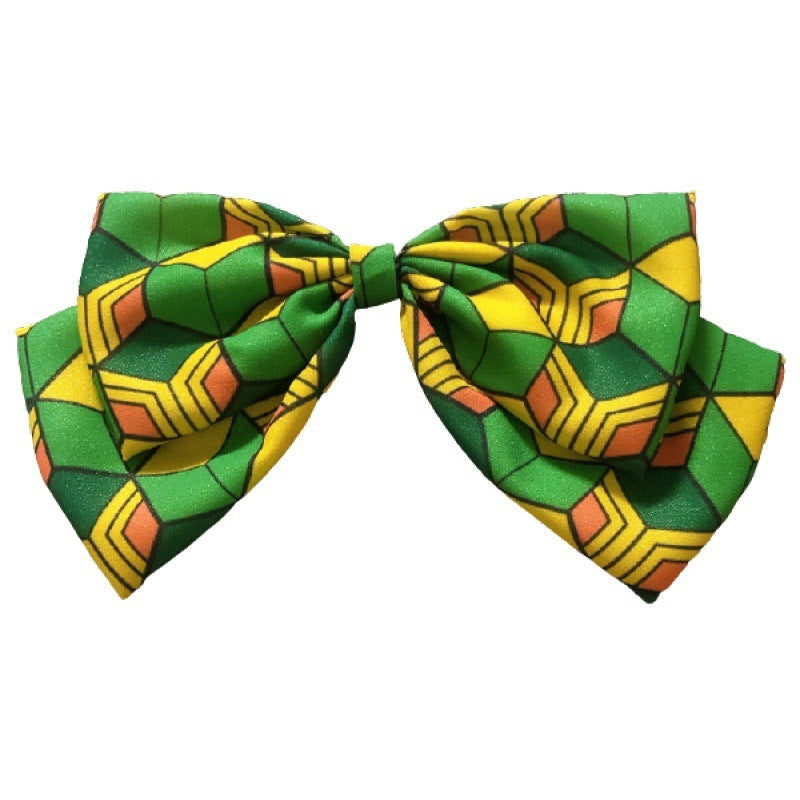 HKM-998227 Chiffon Cartoon Character Bow Hairpin in Plaid Pattern - Unisex Hair Accessory