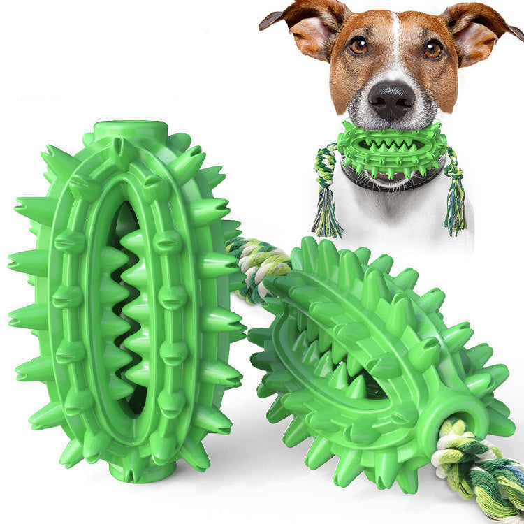 HKM-132051 Durable TPR Dog Toy with Rope Cactus Molar Stick for Chewing and Teeth Cleaning
