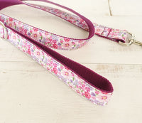 HKM-216531 Purple Floral Dog Leash in Cloth and Ribbon Material