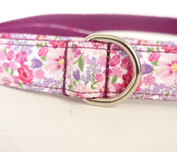 HKM-216531 Purple Floral Dog Leash in Cloth and Ribbon Material