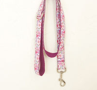 HKM-216531 Purple Floral Dog Leash in Cloth and Ribbon Material