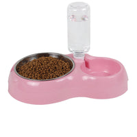 HKM-437139 Automatic Double Pet Bowl for Cats and Dogs – Stylish Water Drinking Basin in Pink, Blue, and Green
